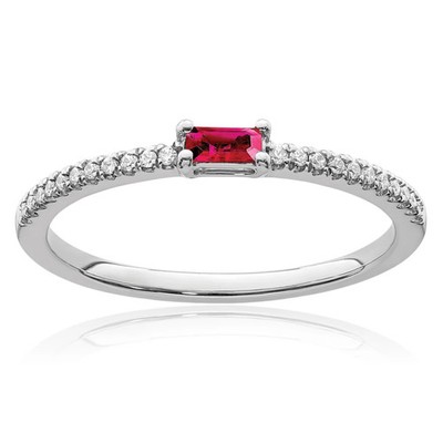 14 Karat massiver Weißgold Rubin Diamant Ring