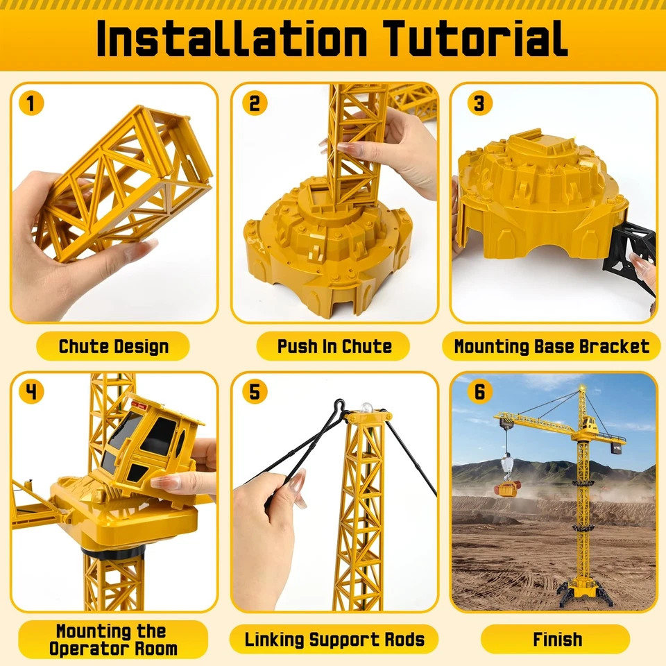 Ferngesteuerte Turmkran 2.4GHz RC Kran Ferngesteuert 128 cm Hohe 6 Kanäle Tur... - Bild 4 von 4