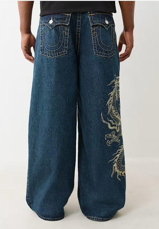 True Religion - MIKEY BIG T BAGGY AF FLAP DRAGON 32IN - Dark Blue