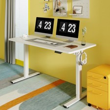 FlexiSpot 40"/48"/55"/60"Height Adjustable Standing Desk with Hooks, White Frame