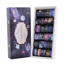 32 Rolls Washi Tape Set, Gold Foil Galaxy Decorative Masking Tape Constellation,