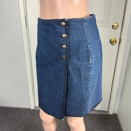 Vintage Ralph Lauren Country Damen Rock 10 Western Baumwolle Wickeloptik dicke Nähte D4 - Bild 2 von 6
