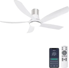 58" Low Profile Ceiling Fan with Light - Remote Control Flush Mount Indoor Ou...