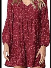 Sherosa Women's Red And White Polka Dot Dress With Bell Sleeves Size Xl NWT