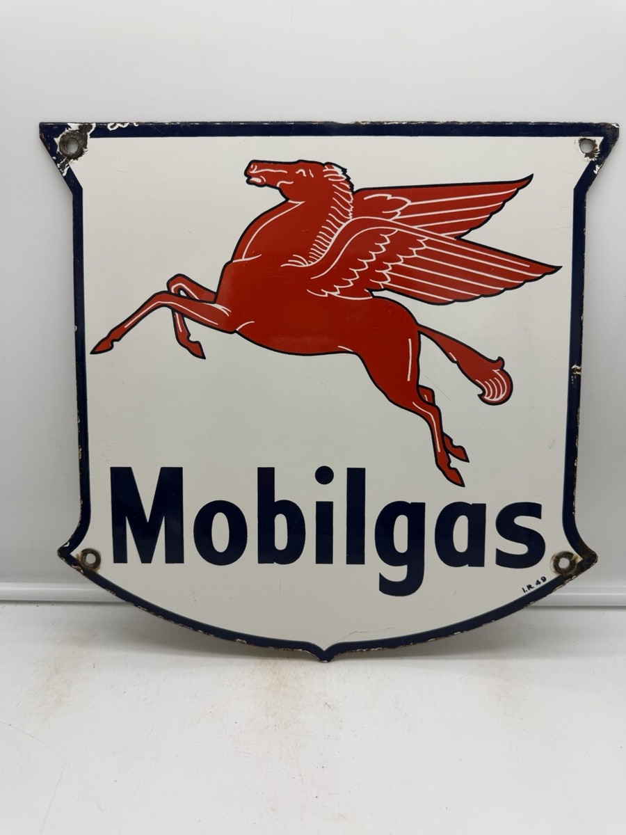 I.R. 49 ORIGINAL & AUTHENTIC ''MOBILGAS'' PORCELAIN PUMP PLATE 12