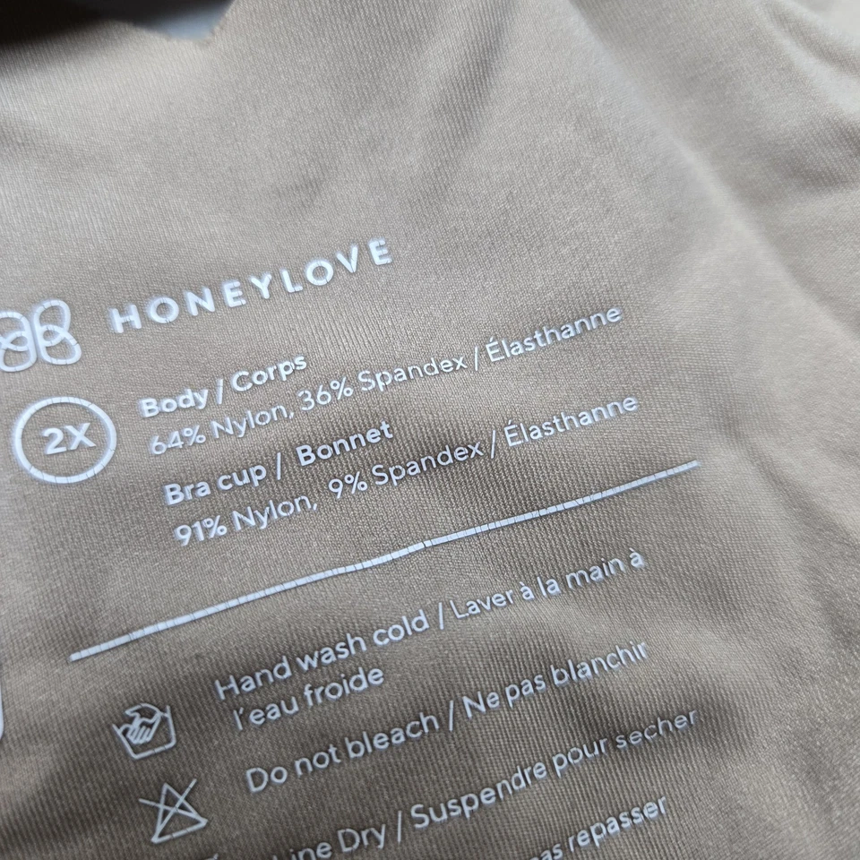 Honeylove Women Bra 2X Beige V Neck T Shirt Wireless Wide Strap Smooth - Image 3 of 4