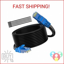 Adoreen Cat 6 Outdoor Ethernet Cable 100 Ft Black, High Speed Heavy Duty Long In