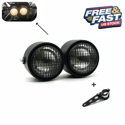 #ad 1Dual Retro Street Motorcycle Double Headlight For Harley YAMAHA Honda Parts New $46.79