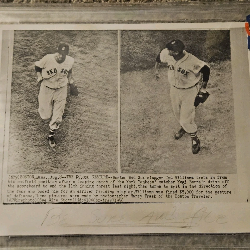 1956 TED WILLIAMS PSA подлинный тип 3 фотография "Плевки" $5000 тонкий - Изображение 2 из 4