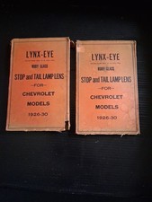 1926-30 Pair 2chevrolet Lynx Eye Ruby Glass Stop Tail Lamps Lenses Nos Wboxes