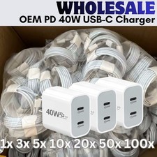 Lot 40W PD USB C Fast Charger Cube For iPhone 17 16 15 14 13 12 11 Type C Cable