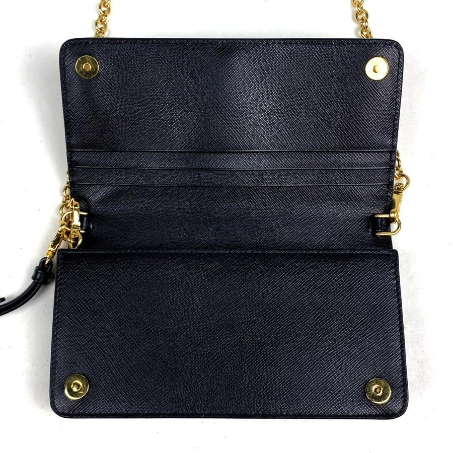 PRADA Chain Wallet Long Wallet Shoulder Bag Saffiano Leather Black #BS1209 thumbnail 10