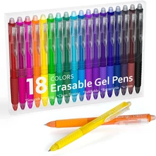Erasable Gel Pens Set, 18 Colors Fine Point Retractable for Writing and Art