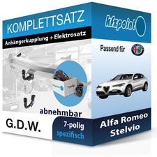 Für Alfa Romeo Stelvio 17- G.D.W. Anhängerkupplung abnehmbar + 7polig E-Satz AHK