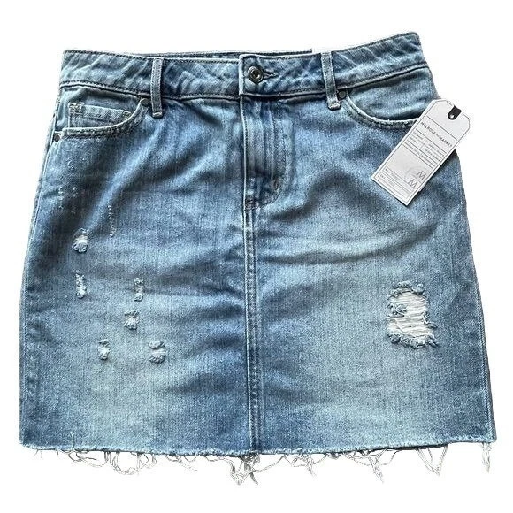 Melrose & Market Distressed Raw Hem Denim Skirt Size 25