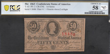 1863 50 Cents- Confederate States of America- Richmond, VA- PCGS Choice AU58