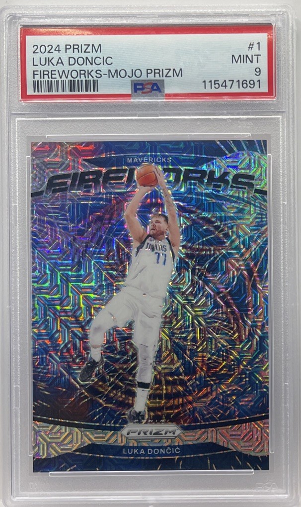 2024 PANINI PRIZM FIREWORKS MOJO PRIZM #1 LUKA DONCIC #14/25 PSA 9 MINT SP SSP