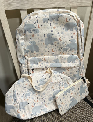 Polar Bear Backpack  3 in 1 Backpack with Lunch Bag Pencil Case... NEW