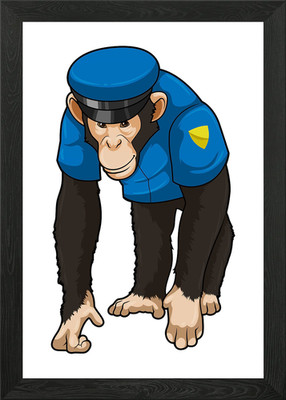 Affe Polizist Gerahmtes Wandbild Poster Leinwanddruck Bild