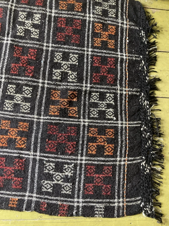 大号复古 70 年代编织挂毯区域地毯土耳其边 48 英寸 X 3 码几何图案 — 第 2/4 张图片