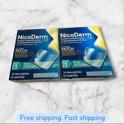 FOR 2 NICODERM CQ STEP 1 EXTENDED RELEASE CLEAR 14 PATCHES 21 MG EXP10/26+ NEW