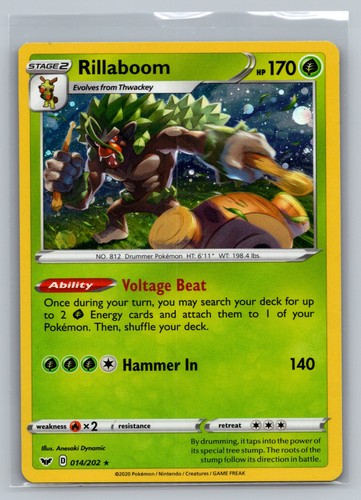 Rillaboom (014) Holo Rare SWSH01: Sword & Shield Base Set 014/202 NM