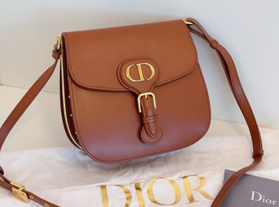 Christian Dior Bobby Frame Brown Gold Shoulder Bag Crossbody Excellent