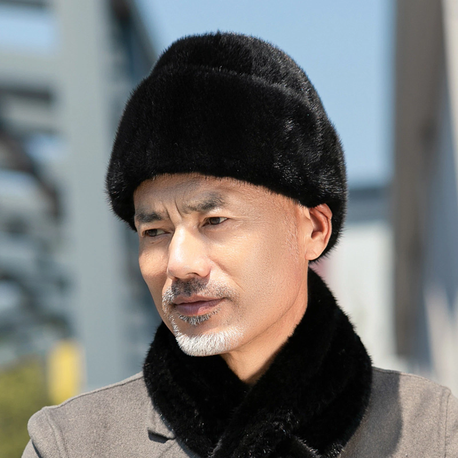 100% Real Mink Fur Hat Thicken Winter Warm French Style Cap for Handsome Men