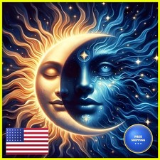 GDYEEH DIY 5D Sun And Moon Diamond Art Kits, Round Full Drill God Diamond