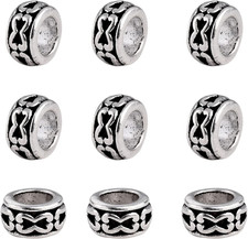 100-Piece Tibetan Antique Silver Large Hole Rondelle Spacer Beads 6Mm, 3.5Mm Hol