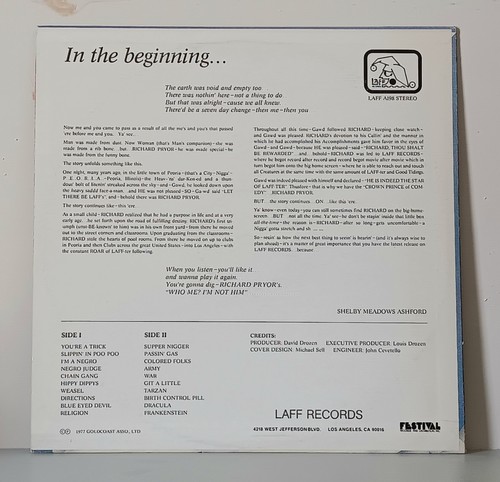 Richard Pryor Who Me? I'm Not Him (1977) LAFF 198. Vinyl LP Pre-owned - Picture 2 of 3
