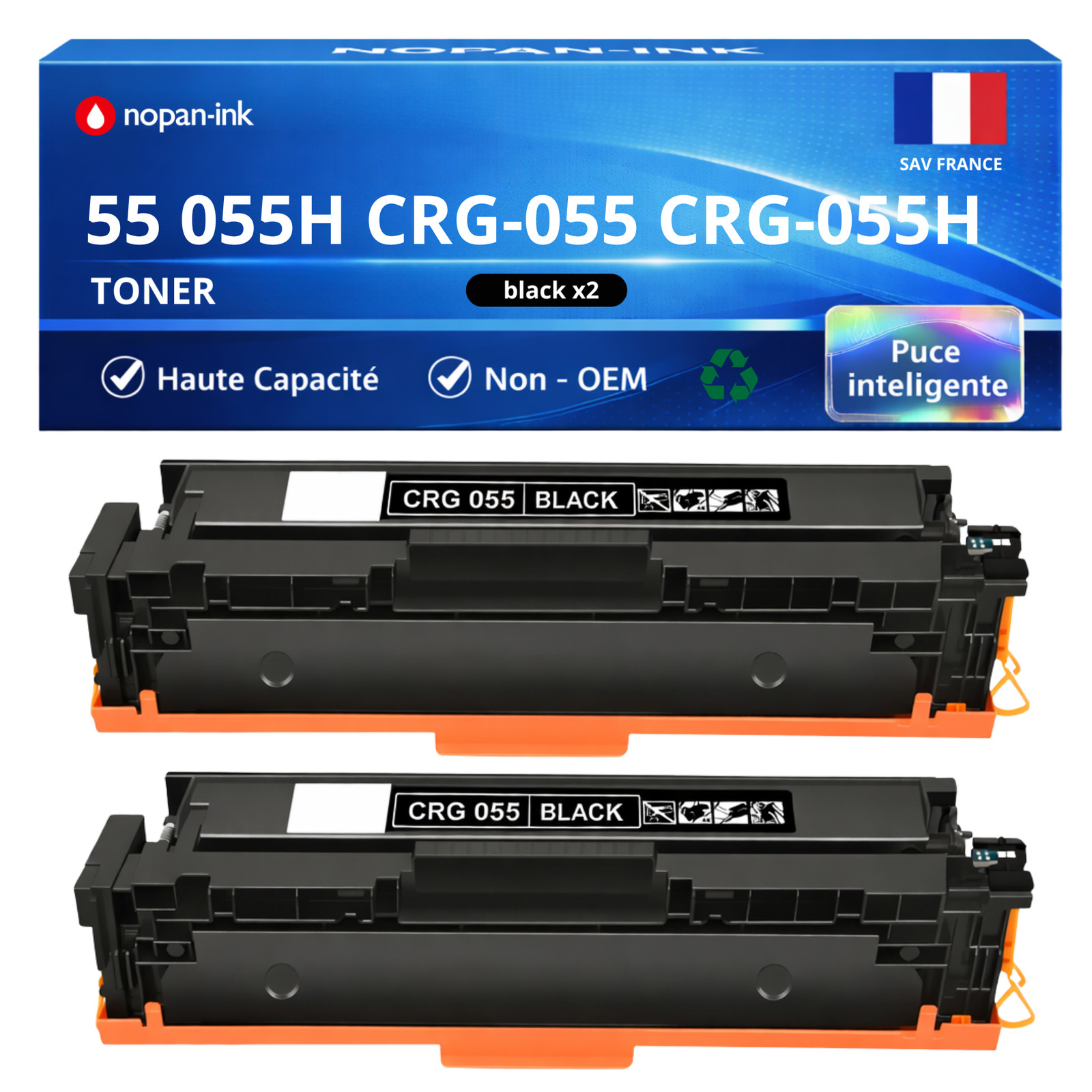 Toner compatible Canon 055H noir double pack 7600 pages haute densité