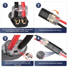 2 Pin Low Voltage Wire Plug-in Connector for 16-18 AWG, Double-Wire Quick Dis...