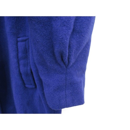 Vintage 80's Pure New Wool Ladies Long Coat Purple Royal Blue UK Large -Preloved - Picture 10 of 24
