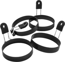 Large 3.5" Nonstick Egg Rings Set of 4 Round Crumpet Mold Shaper Griddle