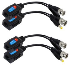 Balun HD Cat5 RJ45 to BNC Video Baluns transceiver Passive with Power Connect...