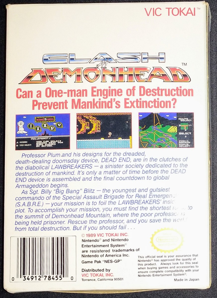 Clash at Demonhead Authentic Nintendo NES EXMT condition COMPLETE