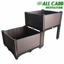 2 Pack Rectangular Raised Garden Elevated Bed Vegetable For Flowers Plants Grow