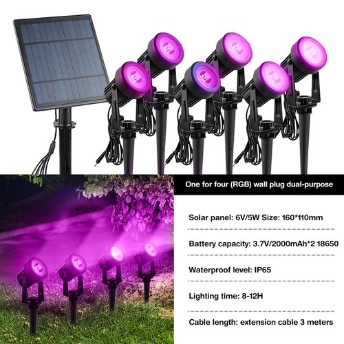 Solar Powered Spotlight Outdoor Garden Lawn Landscape Light Waterproof LED Lamp - Picture 25 of 25