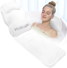 Full Body Bath Pillow for Tub - Extra Long & Thick Tub Pillow with Head, Back &