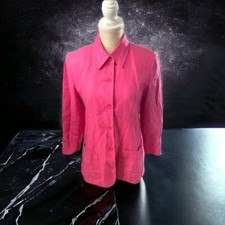 Talbots Petites Pink Irish Linen 5 Button Blazer Jacket Womens Sz 8P Coastal