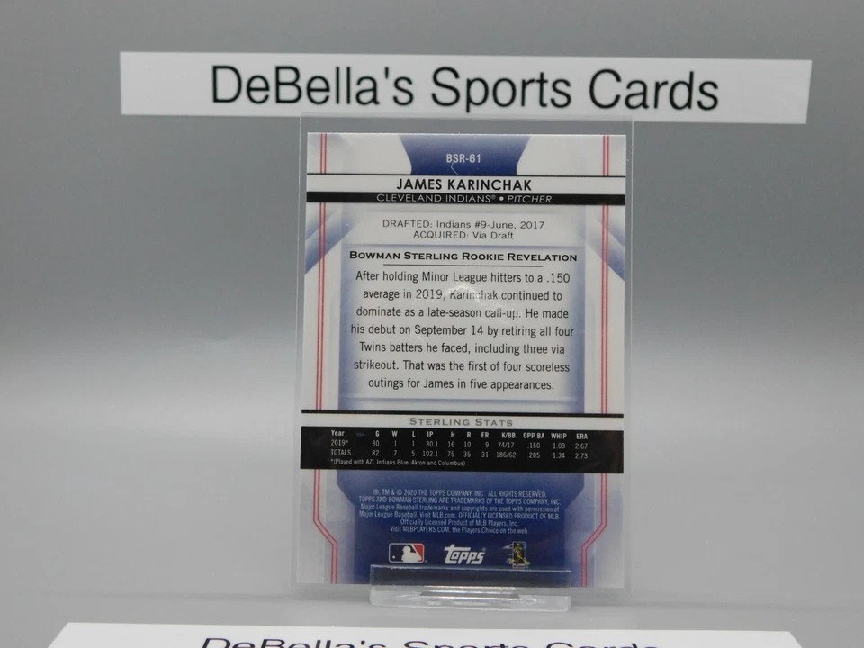 2020 Bowman Sterling James Karinchak RC CLEVELAND INDIANS #BSR-61 - Image 2 of 2