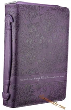 Bible Cover Large I can do all things through Christ luxleather purple
