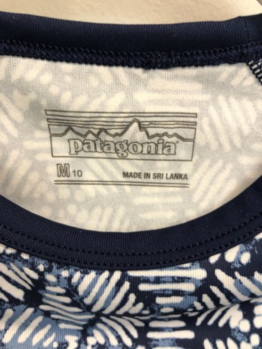 Patagonia Kid's Size 10 Medium Capilene Rashguard Shirt Blue pattern - Picture 2 of 3