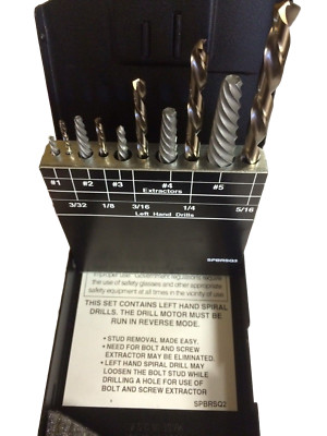 Fastenal # 53490 Norseman #58510 10pc Screw Extractor Set USA Left Hand Bits NEW