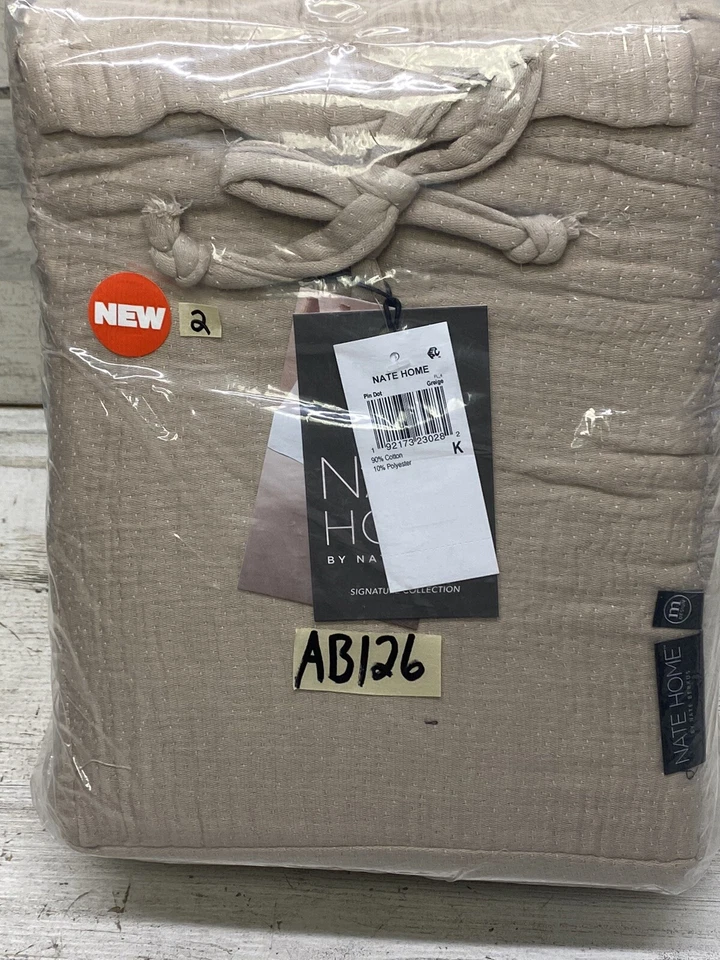 Juego de funda nórdica Nate Home By Nate Berkus Pin Dot Matelasse King 3 piezas gris nuevo Foto 2 de 4