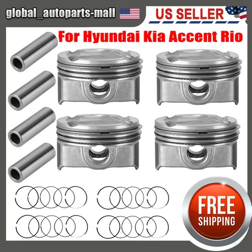 NEW 4 x Piston & Rings kit For Hyundai Kia Accent Rio 1.6L DOHC 20122016 eBay
