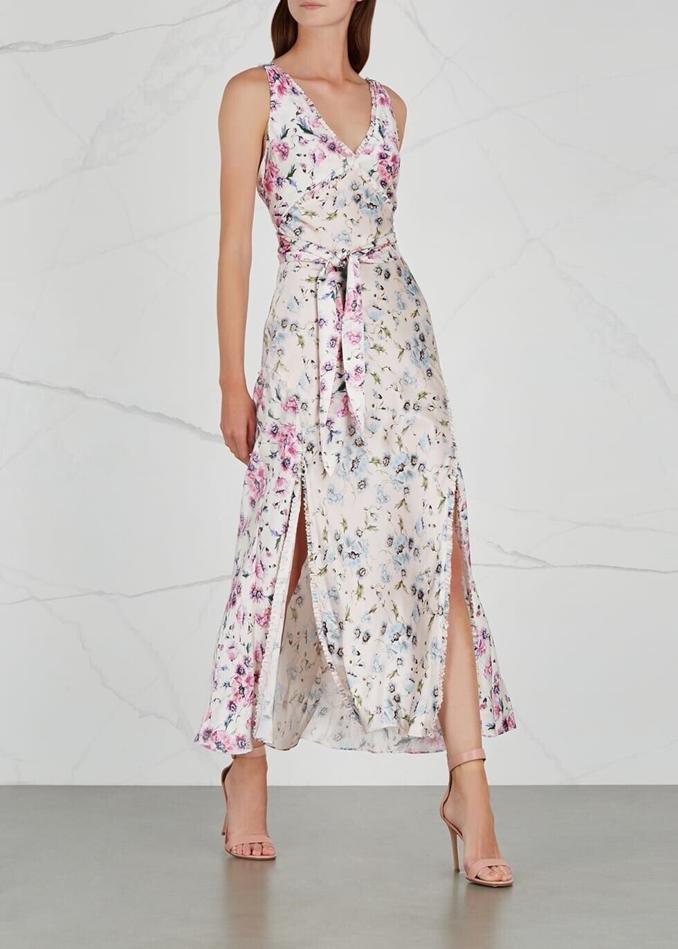 LOVESHACKFANCY Kendall Bias Cut Silk Midi Dress I… - image 1
