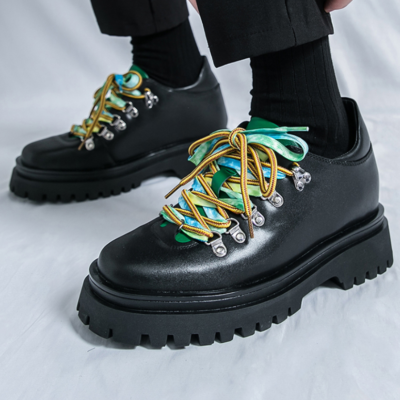 Mens Lace Up Thick Soled Hidden Heels Round Toe Formal Dress Business Shoes  Size | eBay