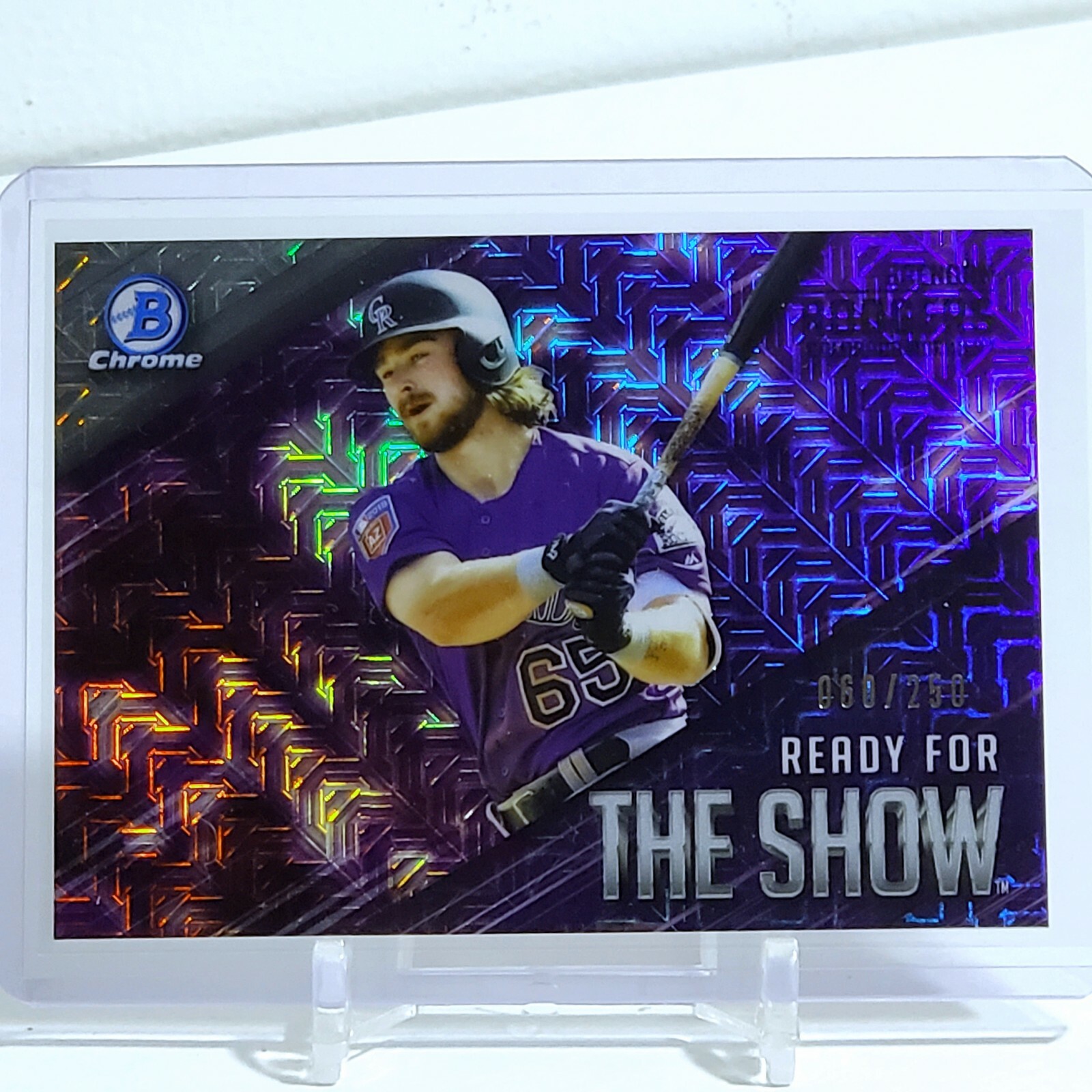 Brendan Rodgers 2019 Bowman Chrome Ready For The Show Purple Mojo /250 Rockies